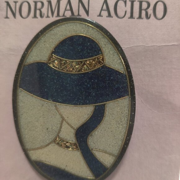 Lucite Portrait of a Lady Brooch worked in glitter, by Norman Aciro. Art Deco. - Picture 4 of 6